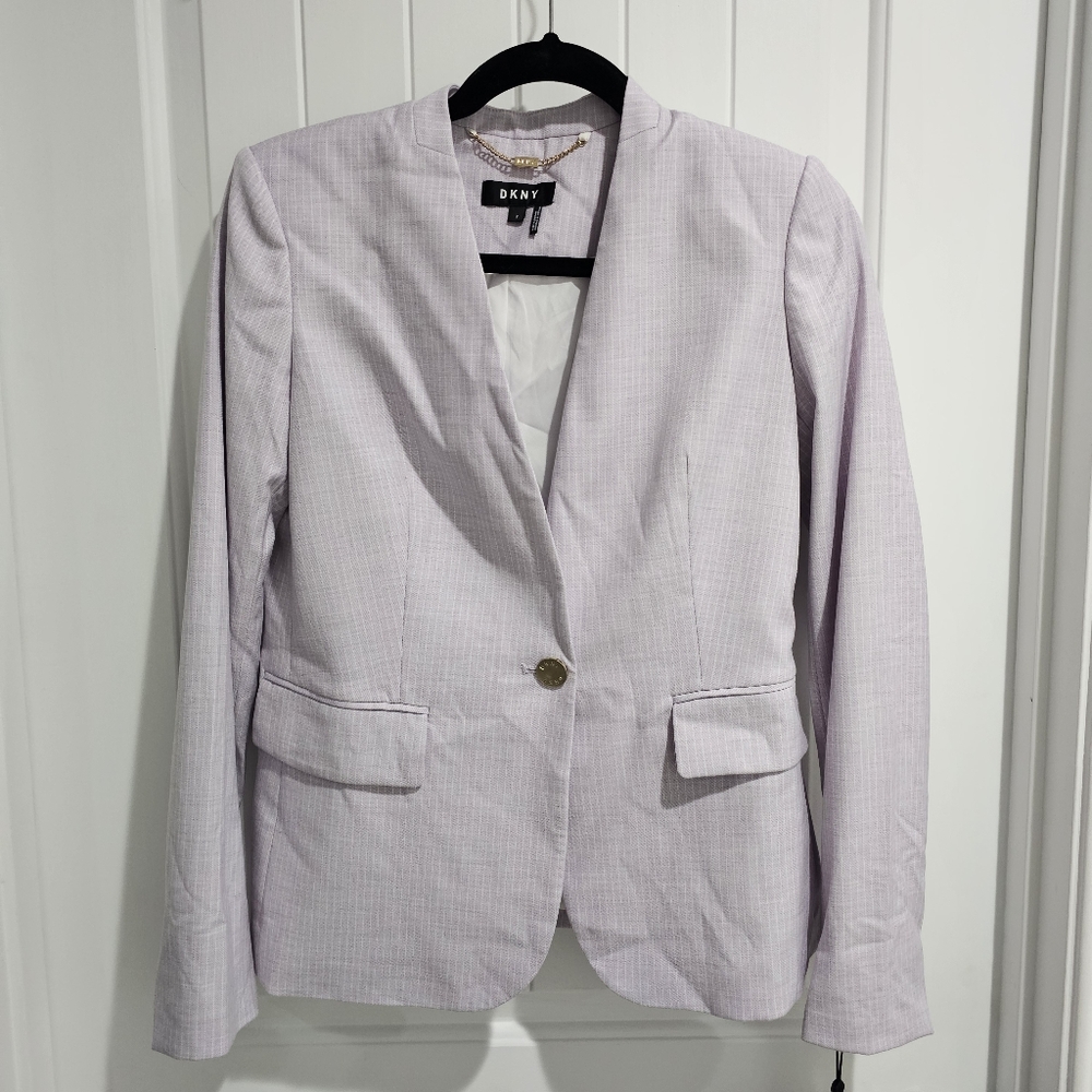 NWT DKNY Purple‎ Lavender Striped Blazer size 2 - Picture 2 of 8